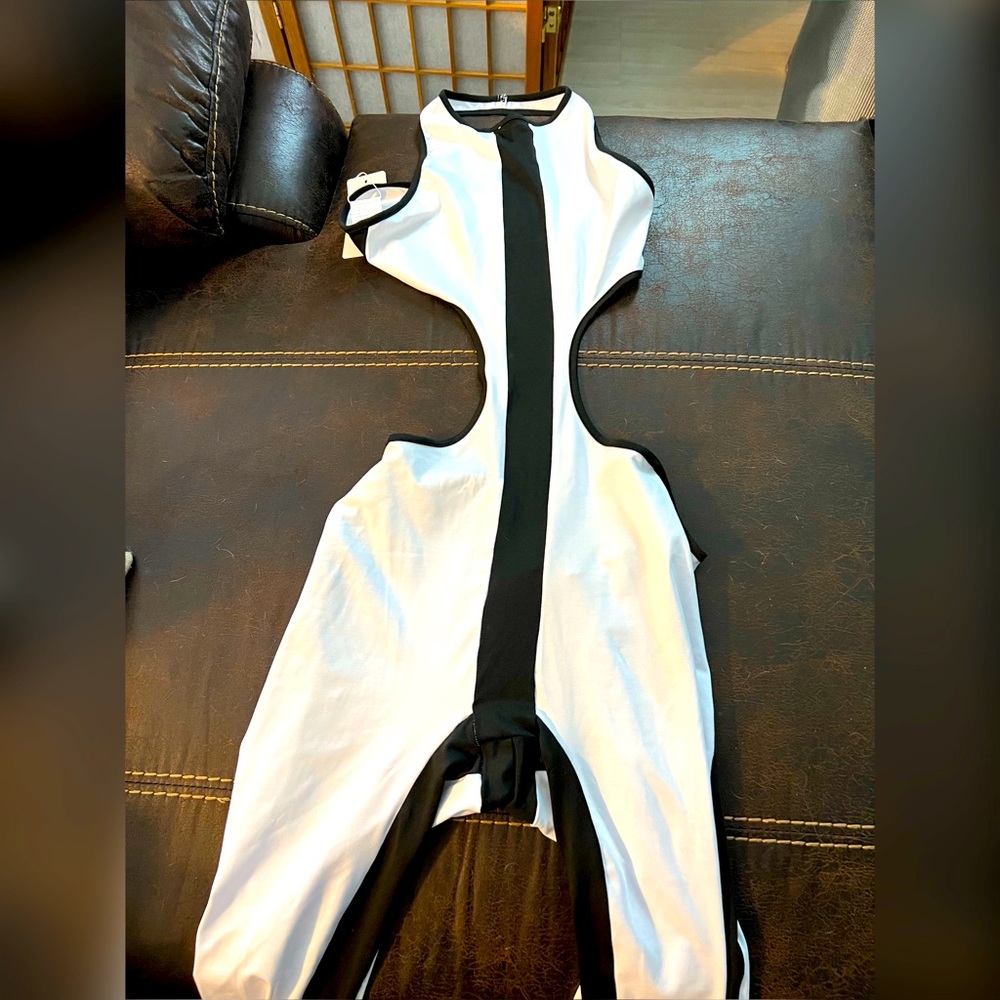 White and black jumpsuit